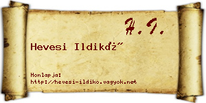Hevesi Ildikó névjegykártya